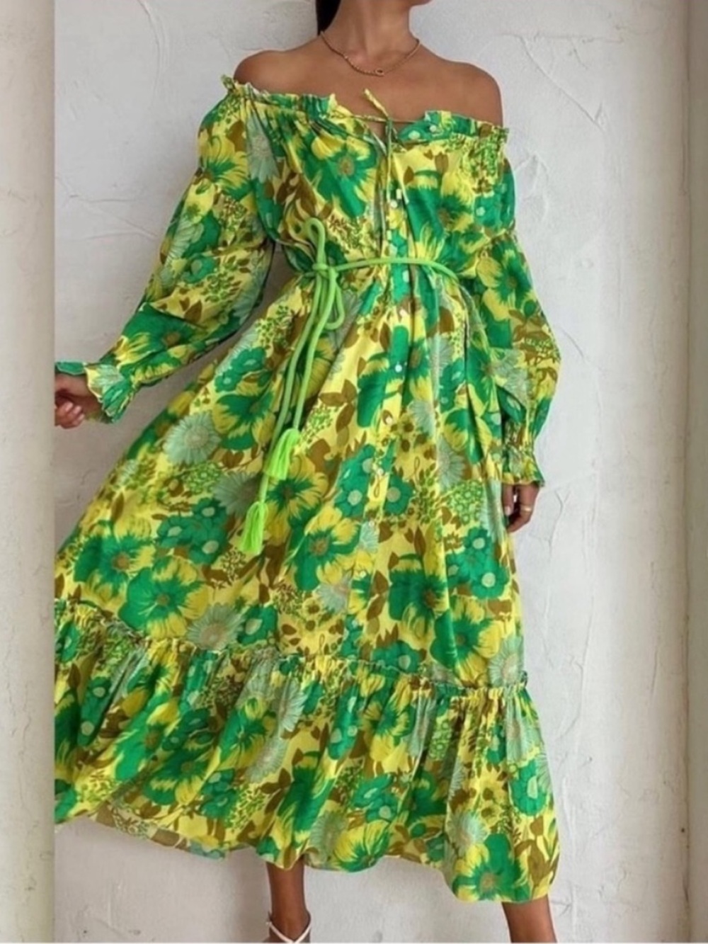 Alemais Wrenly Floral Midi Dress Green